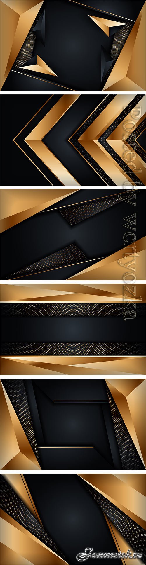 Abstract luxury dark background with golden lines combinations