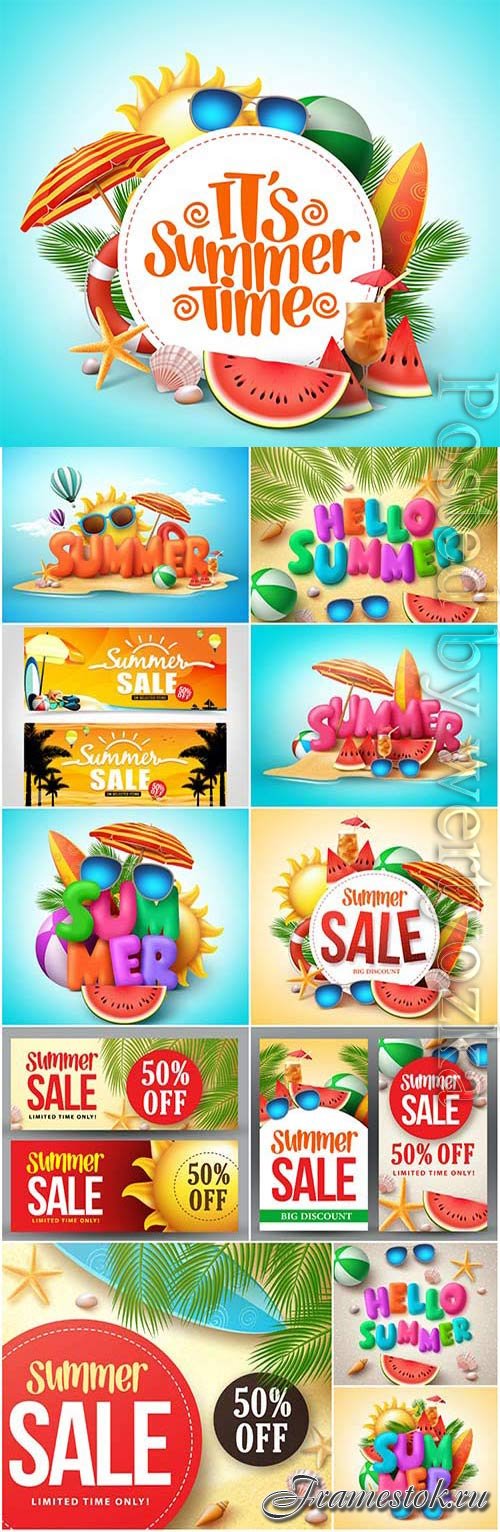 Summer banners and backgrounds in vector