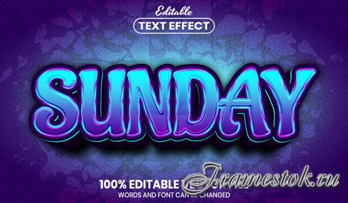 Sunday text, font style editable text effect