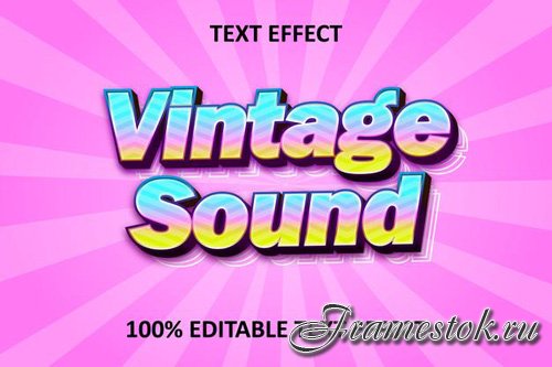 Retro sound text editable text effect rainbow pink
