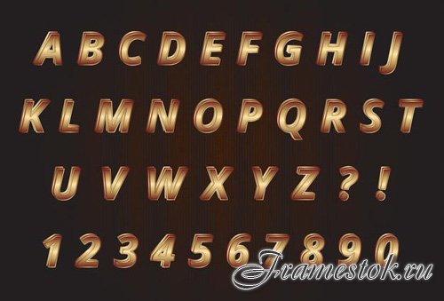 Sweet gold alphabets numbers set