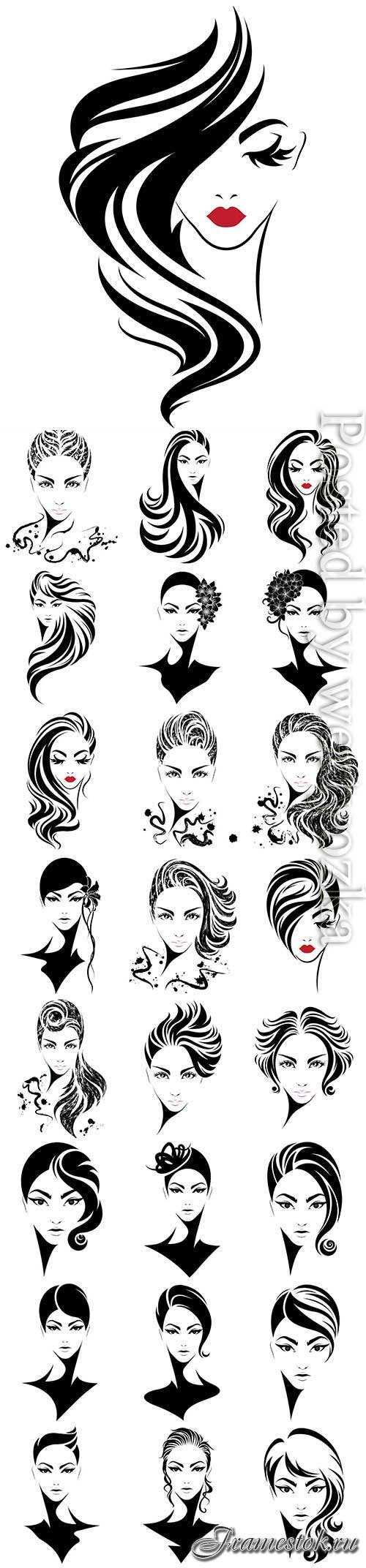 Girls with different hairstyles in vector