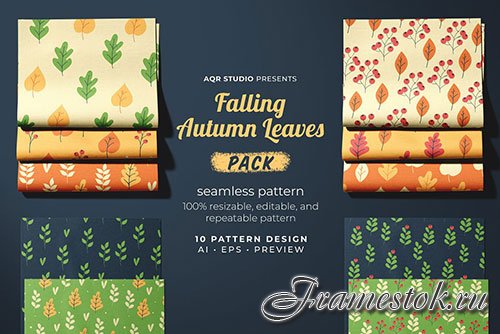 Falling Autumn Leaves - Seamless Pattern