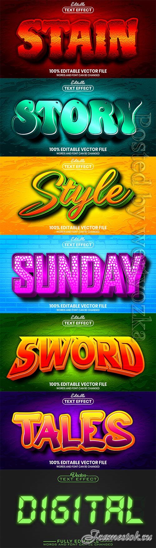 3d editable text style effect vector vol 844