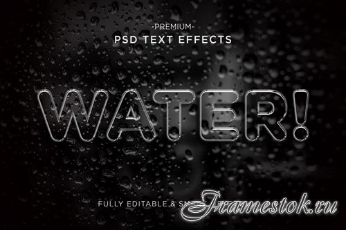 3d water style text effect template premium psd