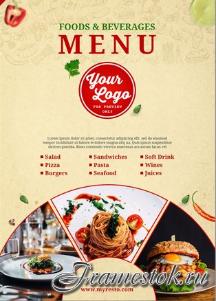 Food menu cover design premium psd template