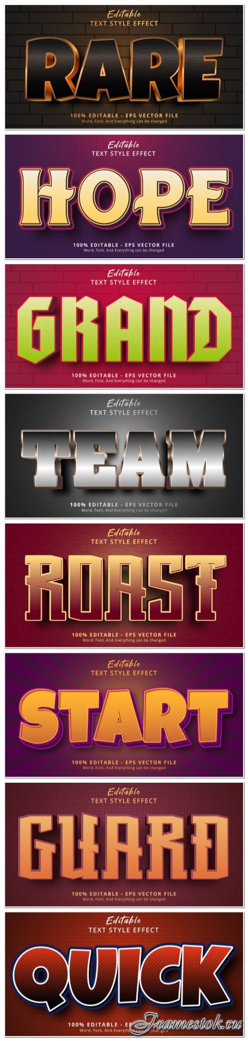 Set 3d editable text style effect vector vol 142