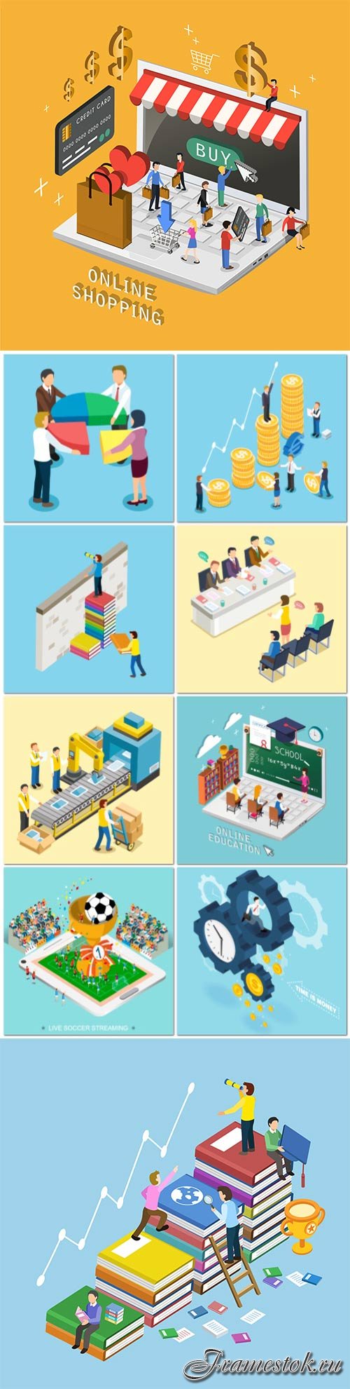 Concept in 3d isometric flat design vector template vol 5