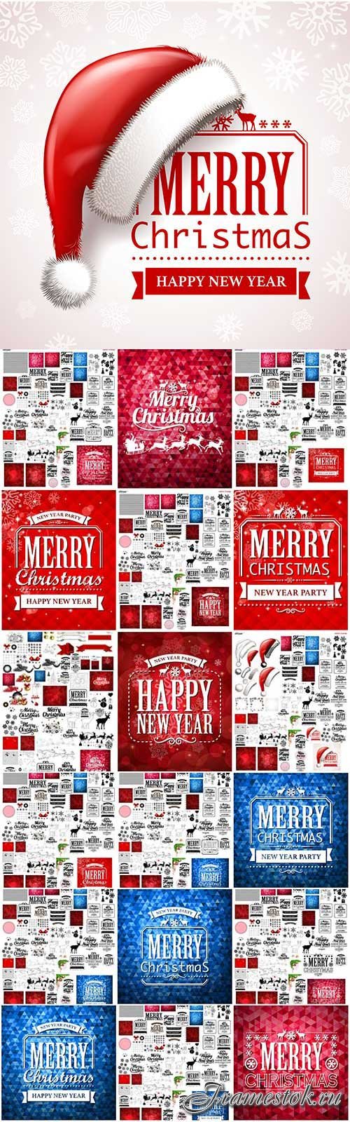 New Year and Christmas vector vol 12