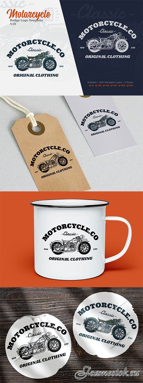 Motorcycle Club Badge Logo Template 01