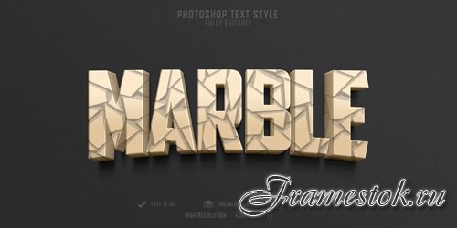 Marble 3d text style effect template design premium psd