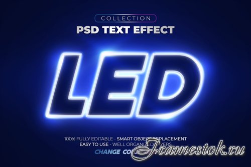 Led glow test color led custom text effect psd