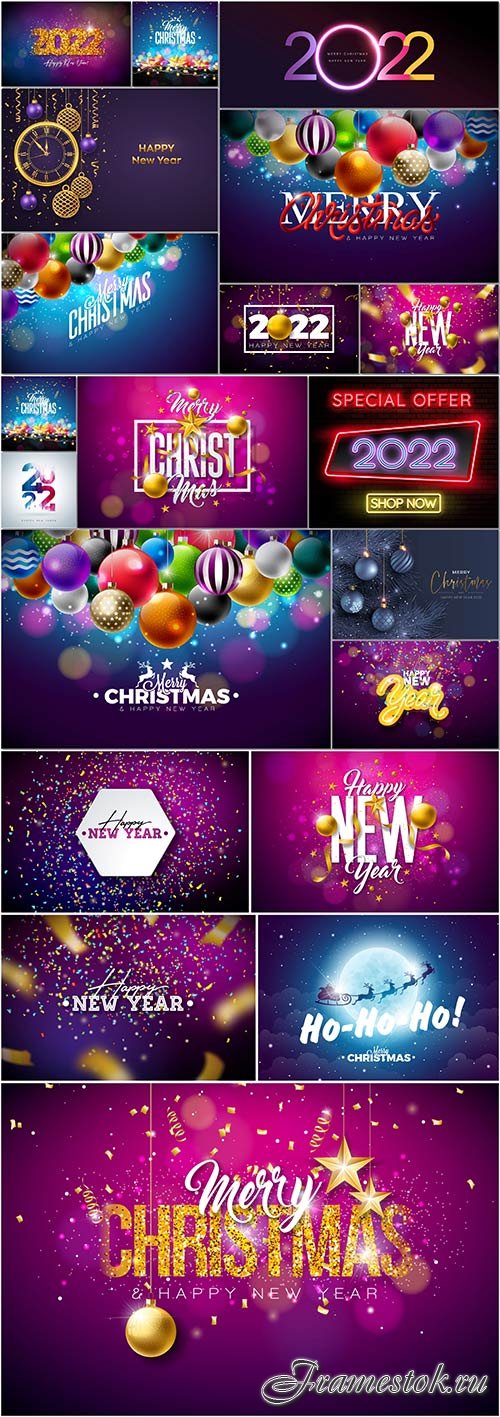 New year poster template vector set design