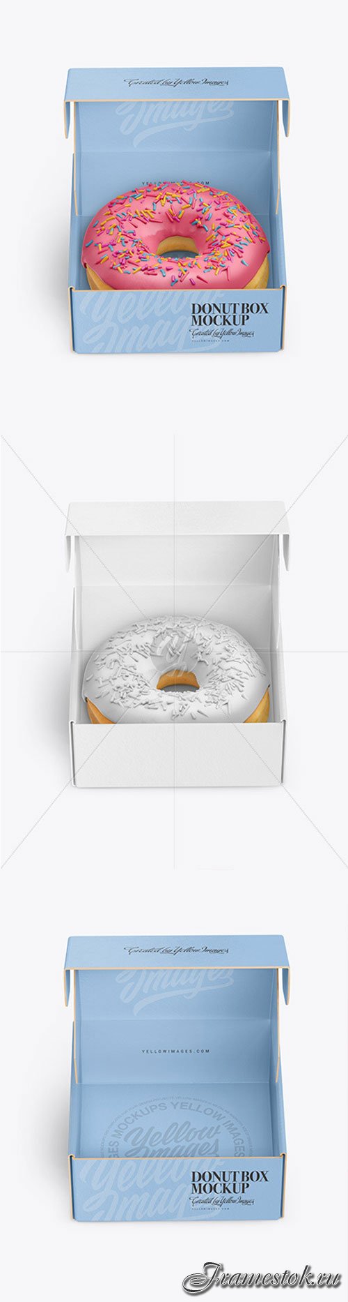 Opened Paper Box with Donut Mockup 68857