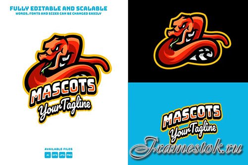 Snake Mascots Logo Sports editable text