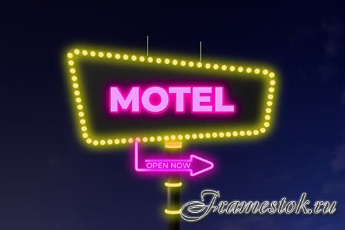 Neon Motel Sign Mockup PSD