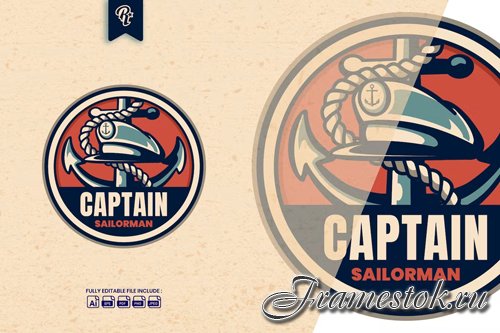 Vintage Captain Sailorman Badge Logo