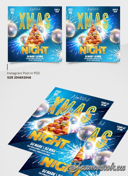 CHRISTMAS PARTY TEMPLATE + INSTAGRAM POST (PSD)