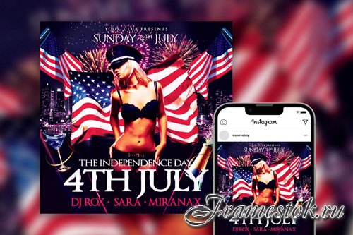Urban Independence Day Party Instagram Post Template Beautiful PSD
