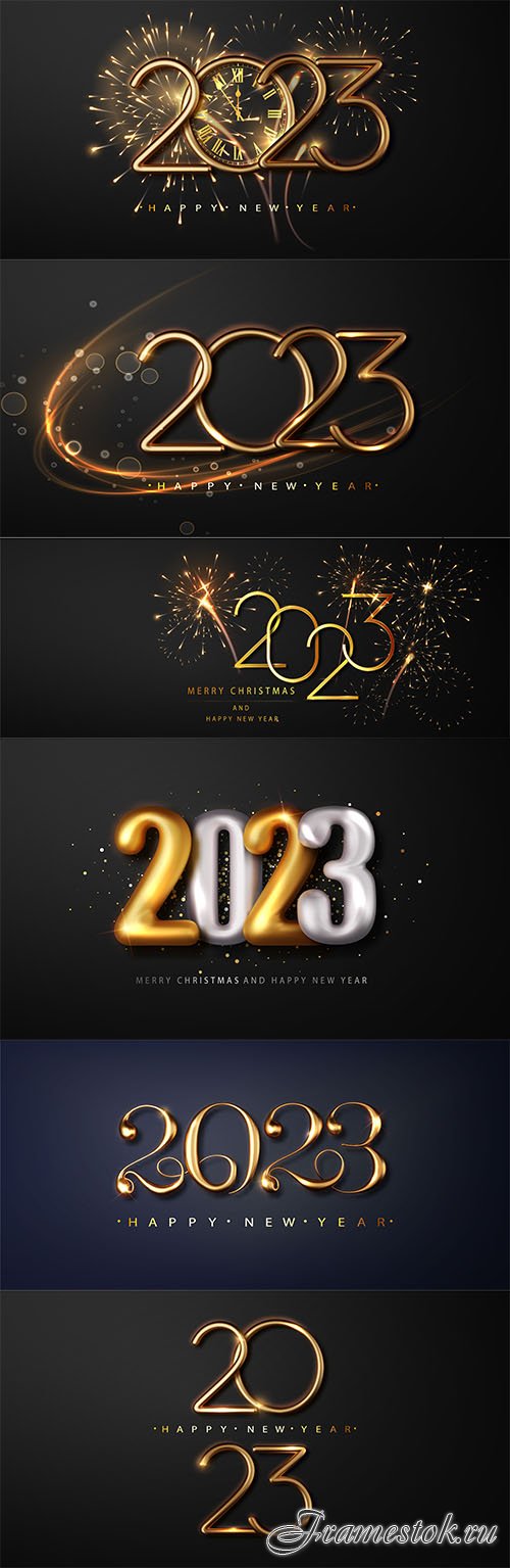 Happy new year 2023 festive design with christmas decorations balls