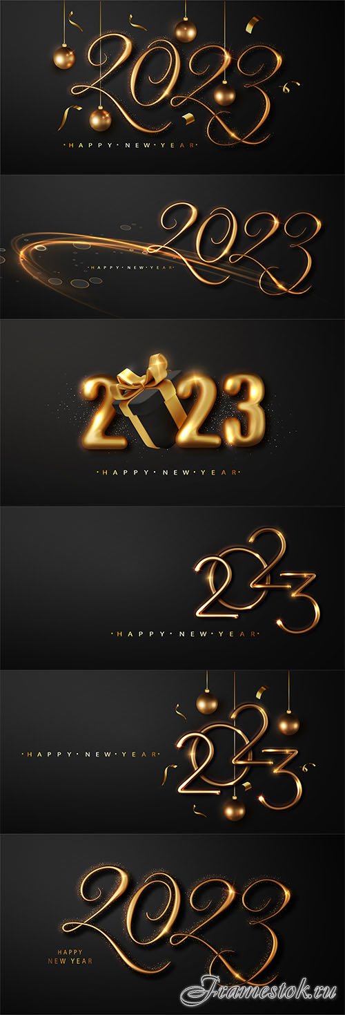 Golden vector luxury text happy new year gold festive numbers design