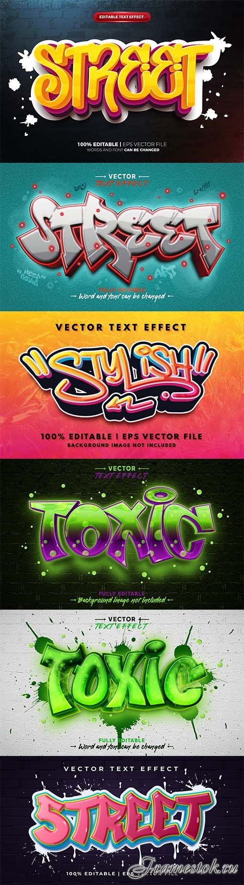 Street graffiti 3d editable vector text effect style