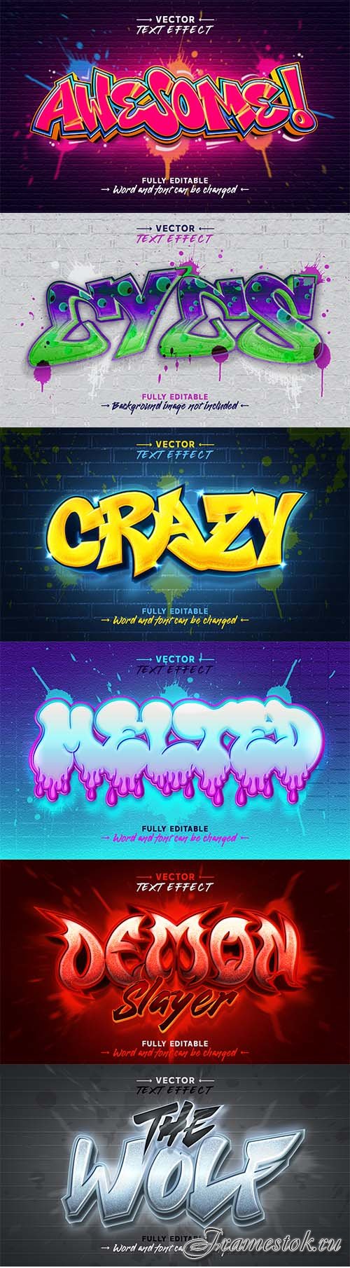 Glow graffiti art style editable vector text effect