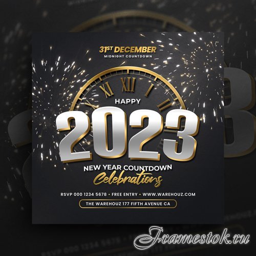 New year party flyer invitation social media post and web banner
