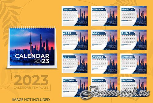 Desk calendar 2023 template 12 months included