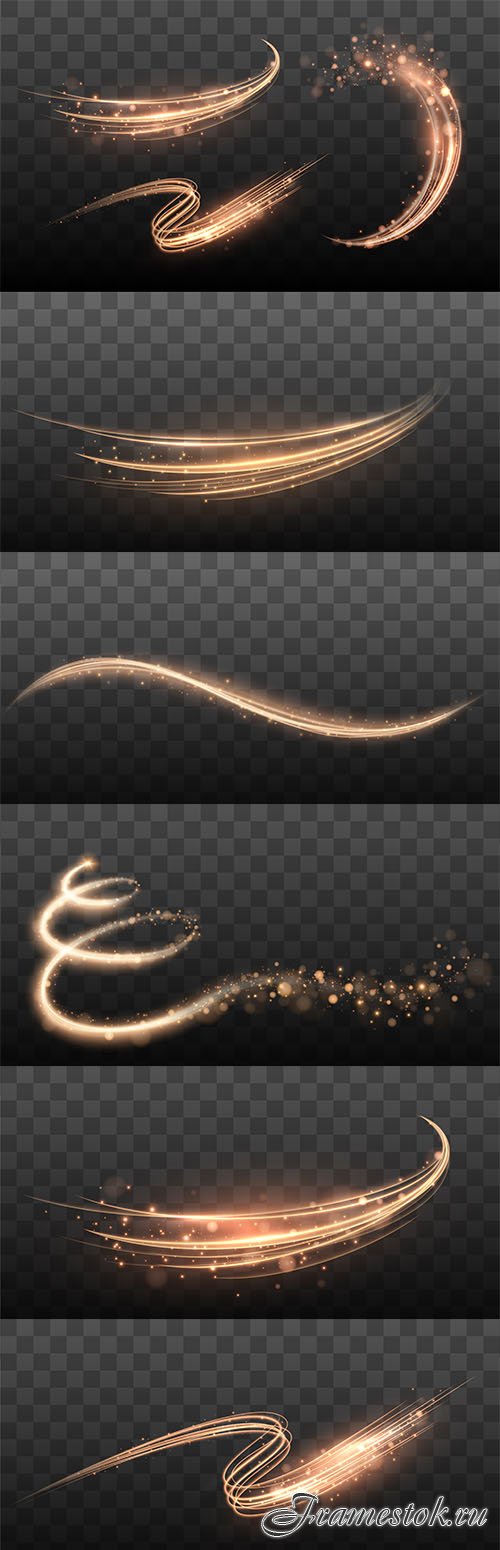 Vector shining magic lines, glowing trail wave vector light effect vector illustration