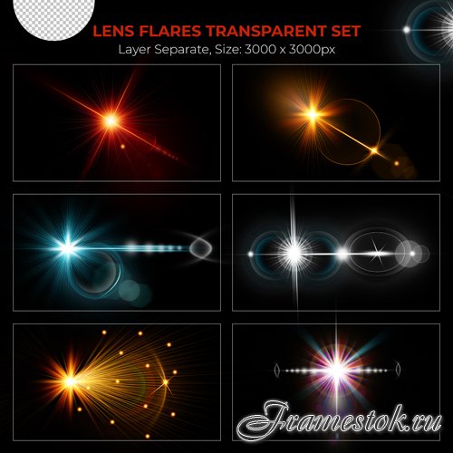 PSD realistic colorful lens flare lights effect collection vol 10