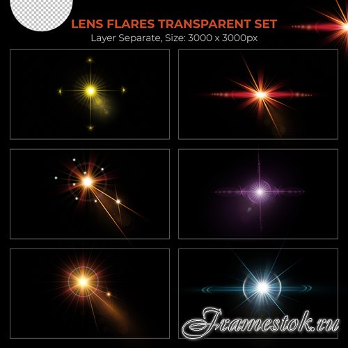PSD realistic colorful lens flare lights effect collection vol 4