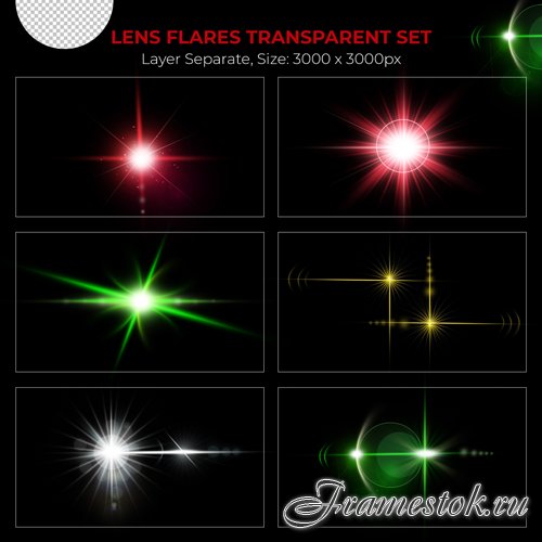 PSD realistic colorful lens flare lights effect collection vol 1