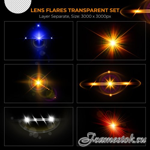 PSD realistic colorful lens flare lights effect collection vol 2