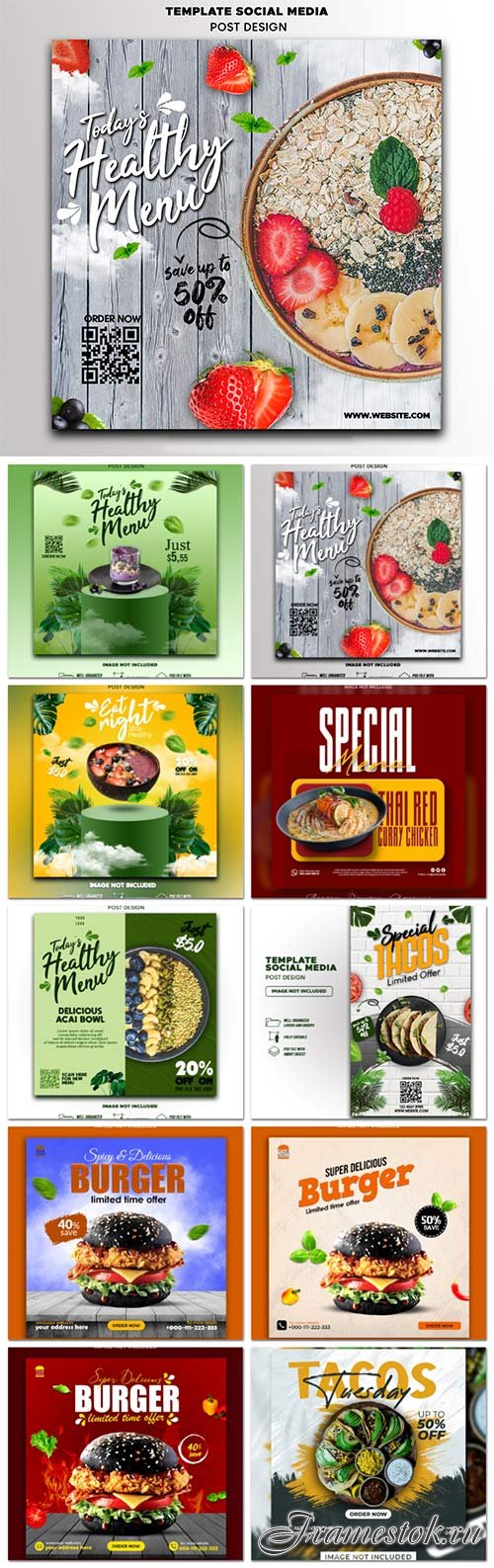 Food social media promotion psd flyer template vol 5