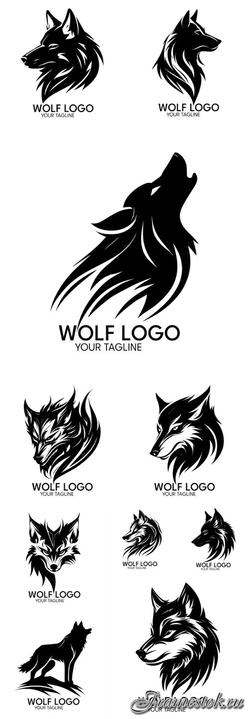 Wolf logo silhouette art vector template 