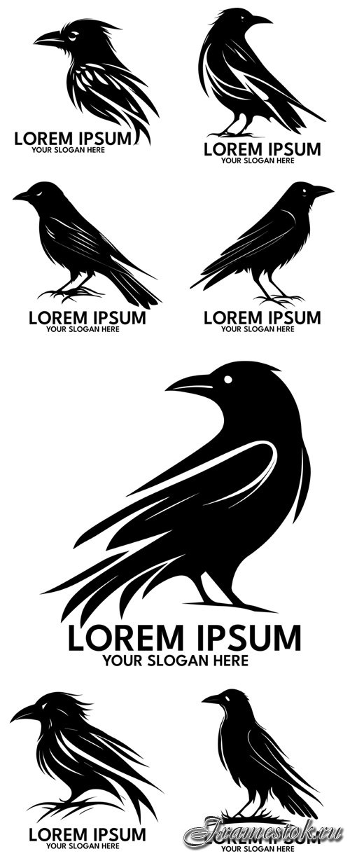 Crow silhouette logo style vector illustration 