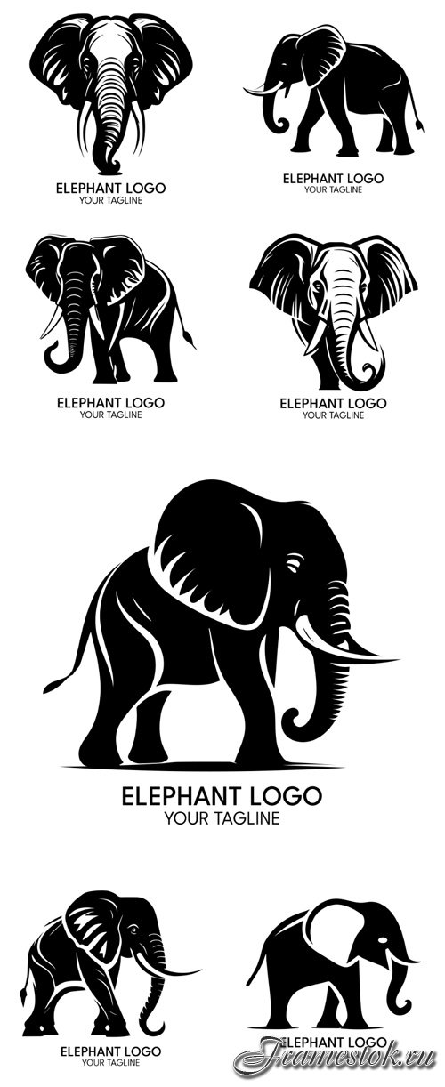 Elephant logo silhouette art vector template 