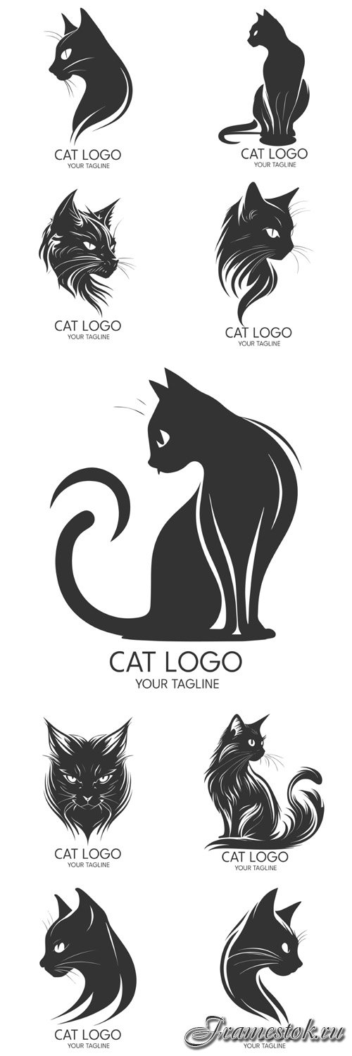 Cat logo silhouette art vector template 