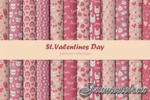 St Valentines Day Patterns Design Set