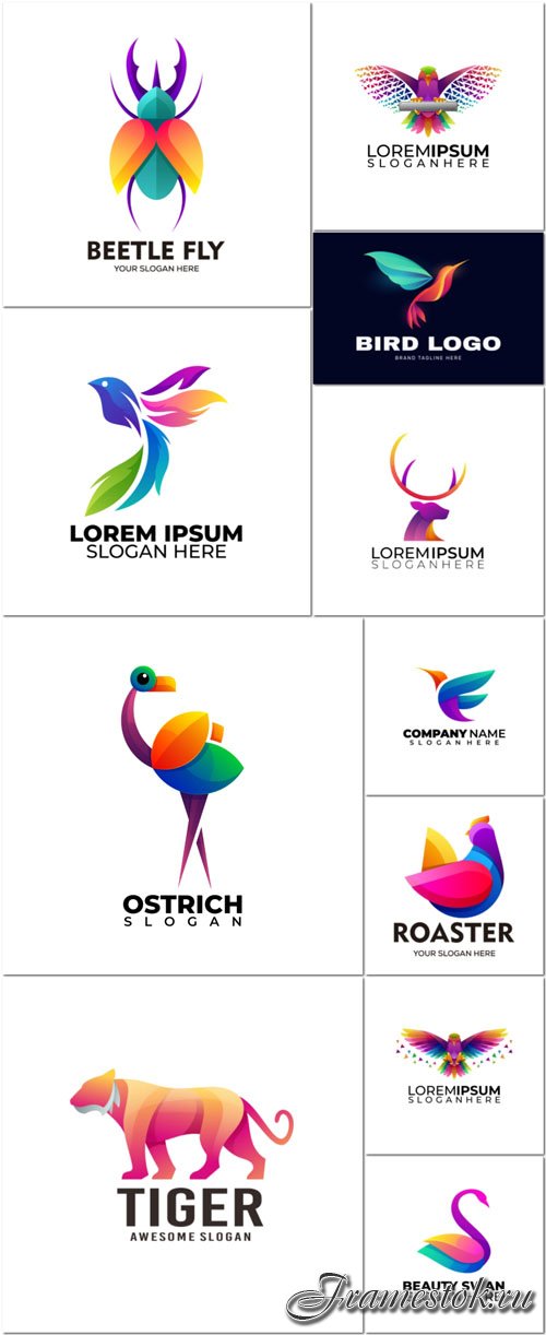Vector colorful gradient modern logo set 