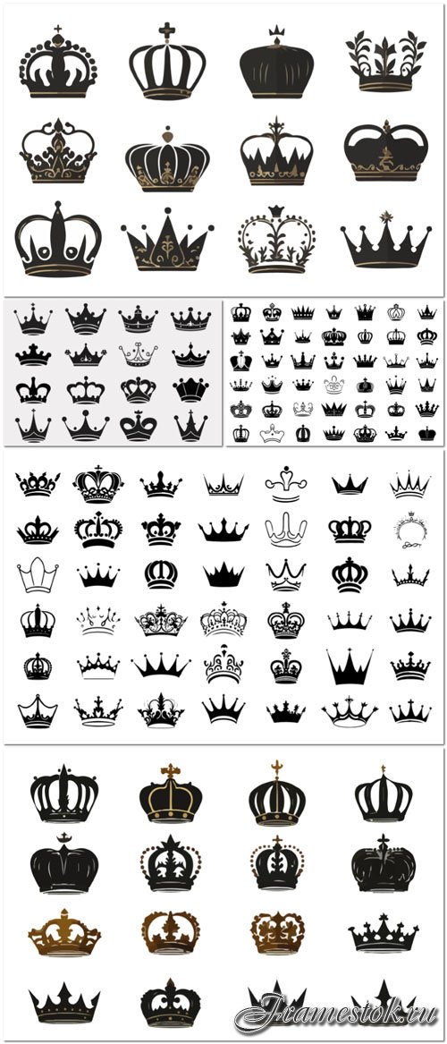 Silhouettes crowns set illustration vector design collection 