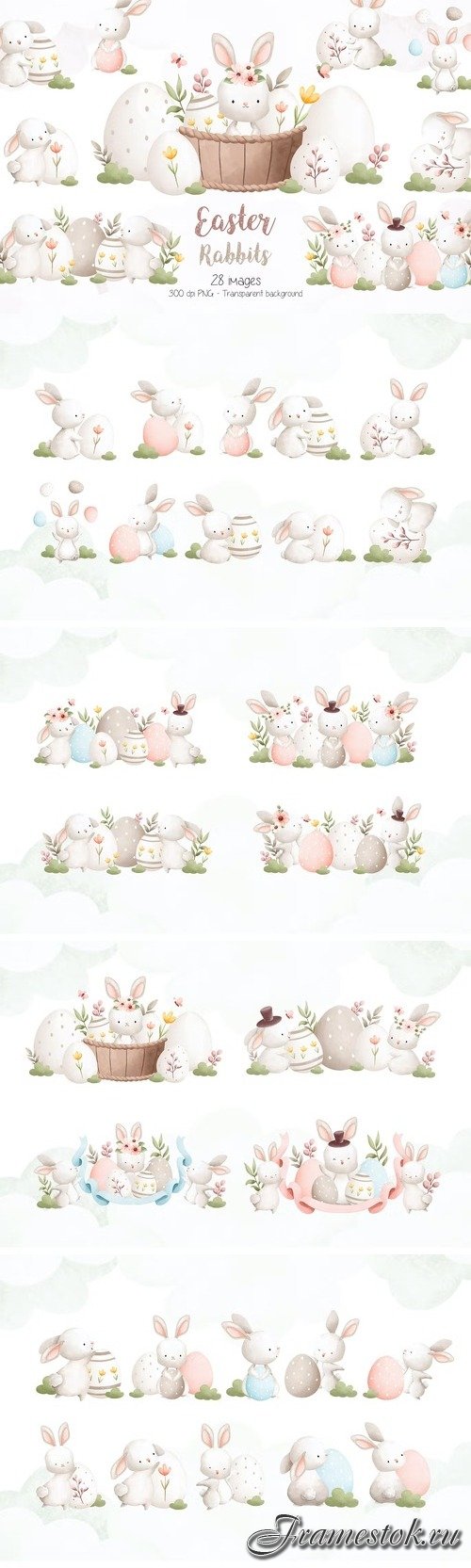 Easter Rabbits Clipart Beautiful Design