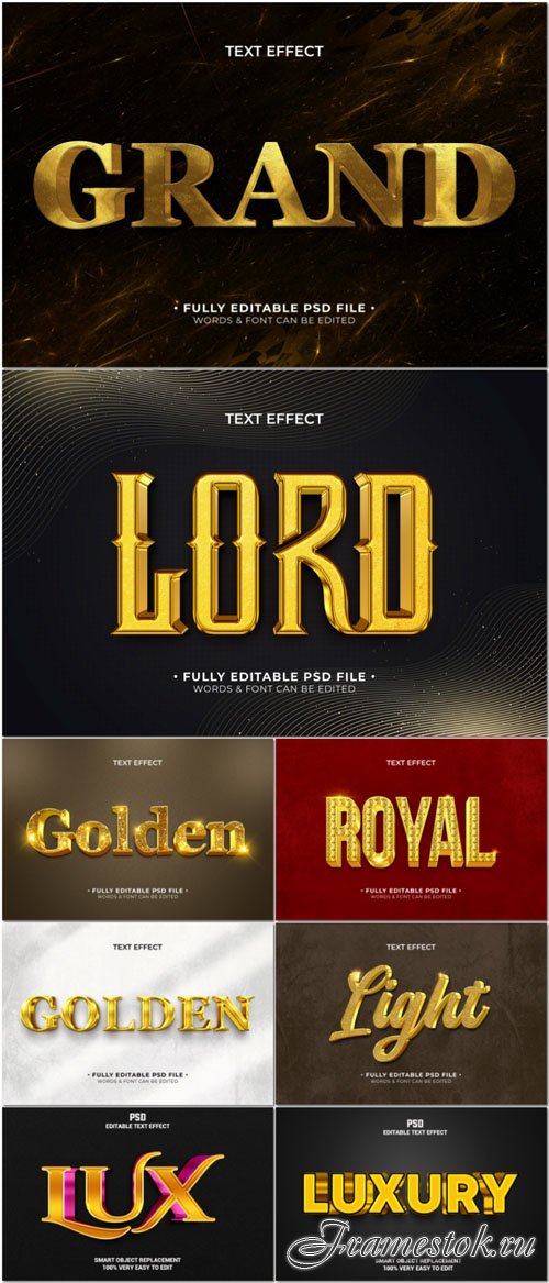PSD golden 3d creative bold text effect design