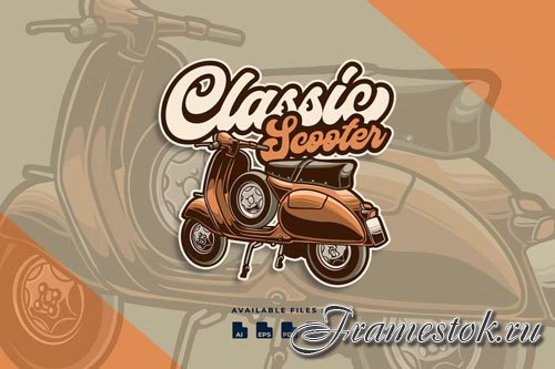 Classic Scooter Motorcycle Automotive logo