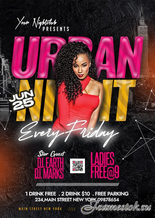 Urban Ladies Night Party Flyer PSD