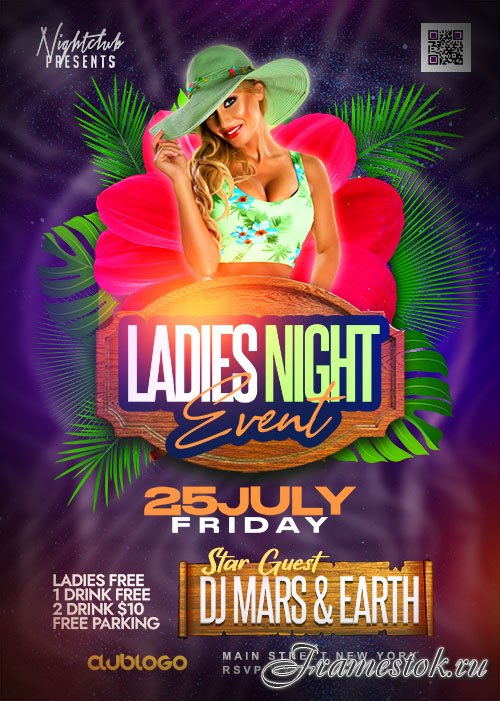 Ladies Night Party Flyer Design PSD Template