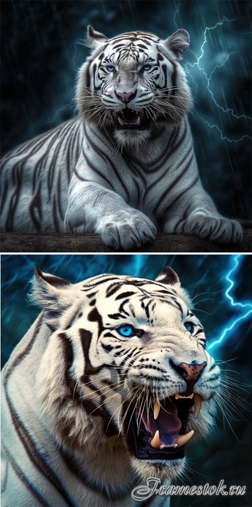Photo white tiger with blue stripes