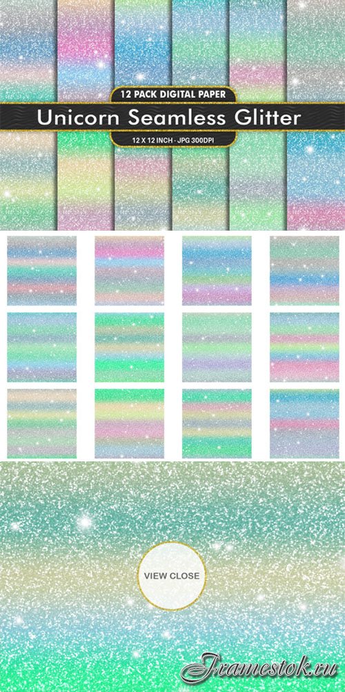 Digital Paper Glitter Unicorn Texture
