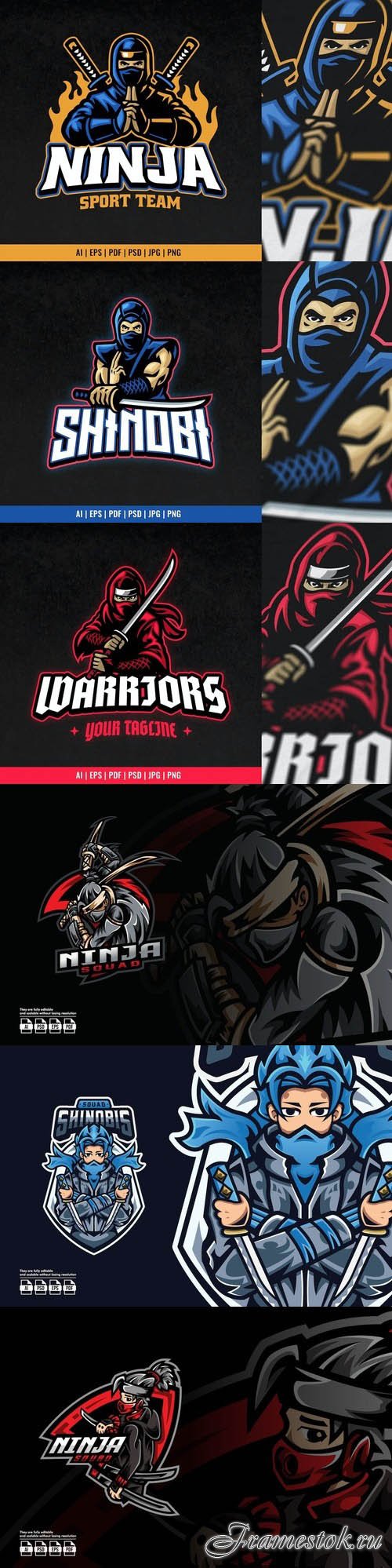 Ninja Warrior Sport Mascot Logo Hold the Sword